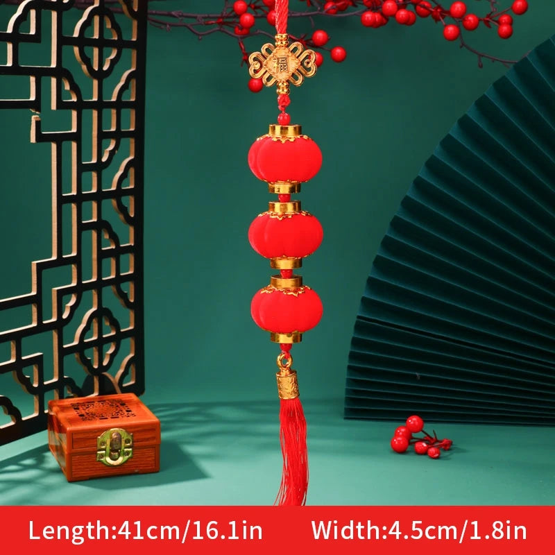 Chinese New Year 2025 Red Lanterns Pendant Plant Potted Spring Festival Hanging Ornaments Traditional New Year Decorations