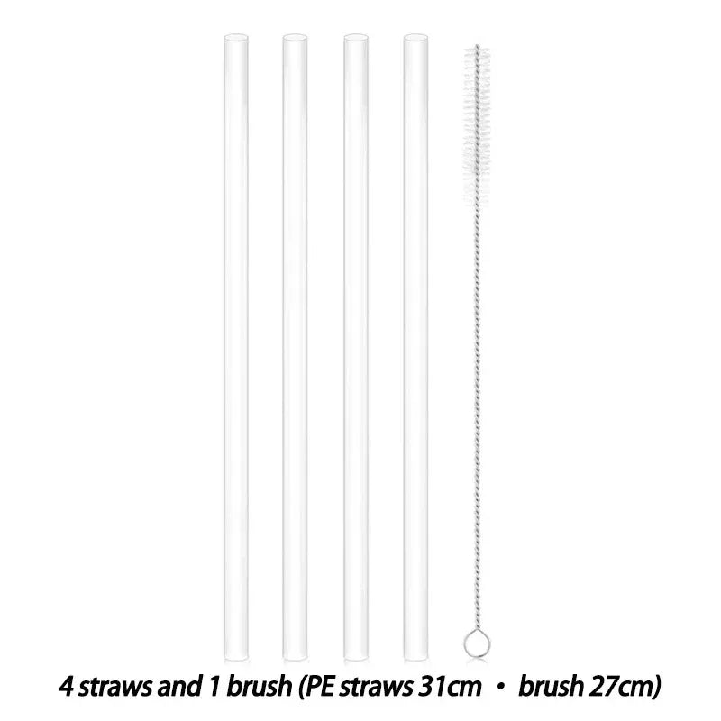 6 pack Replacement Straws for Stanley 40oz Adventure Quencher Travel Tumbler, Reusable Plastic Straws with Cleaning Brush