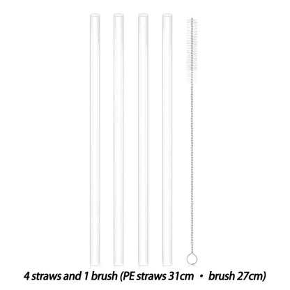 6 pack Replacement Straws for Stanley 40oz Adventure Quencher Travel Tumbler, Reusable Plastic Straws with Cleaning Brush