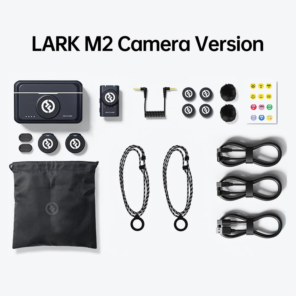 Hollyland Lark M2 Wireless Lavalier Microphone for iPhone Camera 300m Range Noise Cancellation 30H Battery for Photography Vlog