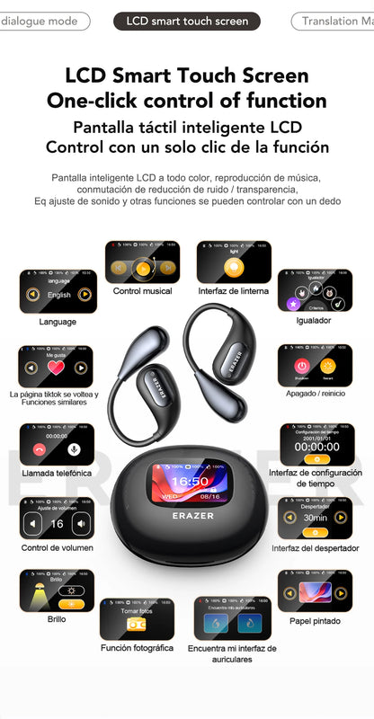 [AI Earphone] Bluetooth Earphones ERAZER XP7 Wireless Headphones ASMR Headset Equalizer APP AI Translator Earbuds Lightweight