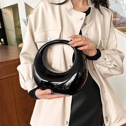 MOODS Golden Evening Handbag For Women PVC Wrist Bag Dinner Party Wedding Round Handle Clutch Purse 2024 Luxury Designer Handbag