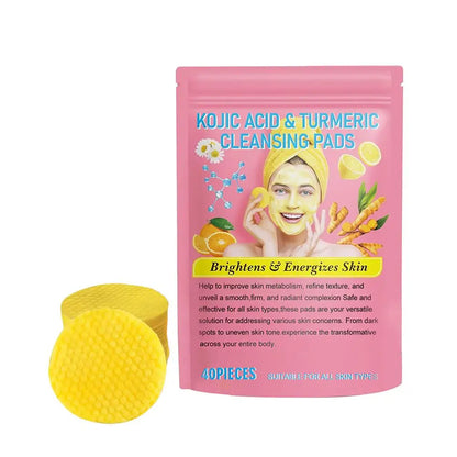 NEW High-end 40ps Turmeric Kojic Acid Cleansing Exfoliating Pads Sponges Balance Skin Remove Keratin Excess Skin Care Facia P1S0