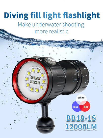 Professional Underwater 27 LED Photography Light Highlight Lamp 20000Lumens Diving Flashlight 100M Waterproof Video Camera torch