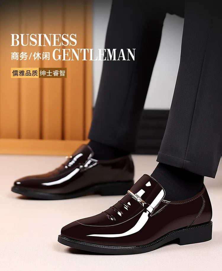 Patent Leather Shoes for Men Business Shoes Casual Point Toe Slip on Loafers for Men Luxury Party Wedding Plus Size Shoes2023