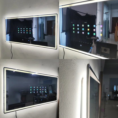 Wholesale smart mirror Hotel Home Project Touch Screen TV Mirror Android WIFI apps backlit light smart mirror bathroom