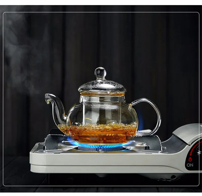 400/1100ml High Borosilicate Glass Teapot Thickened Heating Flower Tea Pot Transparent Glass Filter Teaware Kungfu Teaware