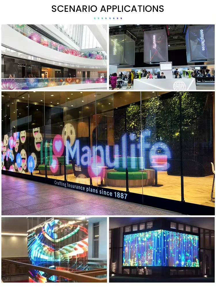 LED transparent film screen curtain ultra-thin LED film screen glass flexible film advertising screen Indoor Film LED Transparen