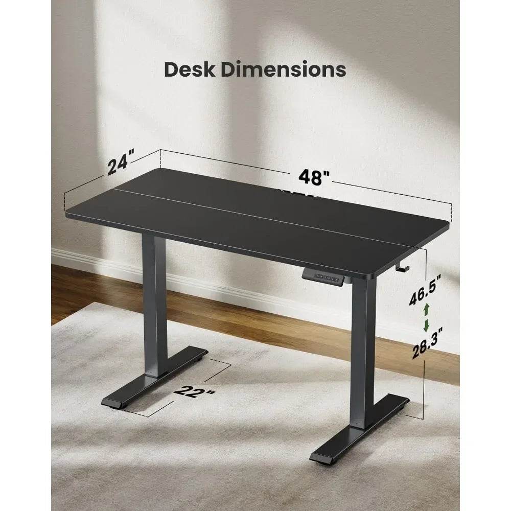 Electric Standing Desk Adjustable Height, 48 * 24 Inch Sit Stand up Desk for Home Office Furniture Computer Desk - MarvelouStoree