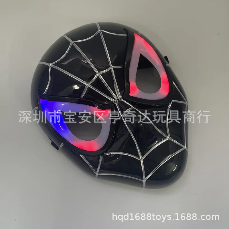 Marvel Luminous Mask Cosplay Costume Anime Spiderman Black Headgear Party Supplies Stage Performance Prop toys Halloween Gifts