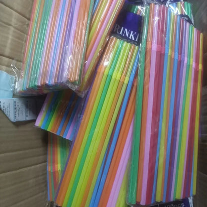 100-500Pcs Plastic Straws Multicolor Disposable Drink Straw For Home Kitchen Bar Party Beverage Cocktail Drinking Accessories