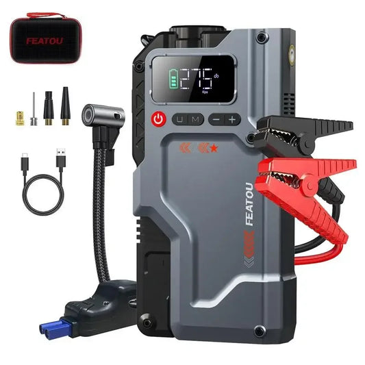 5 in 1 FunctionFeatou portable Jump Starter with Air Compressor, 3000A Peak Jump Starter Battery Pack with Digital Tire Inflator