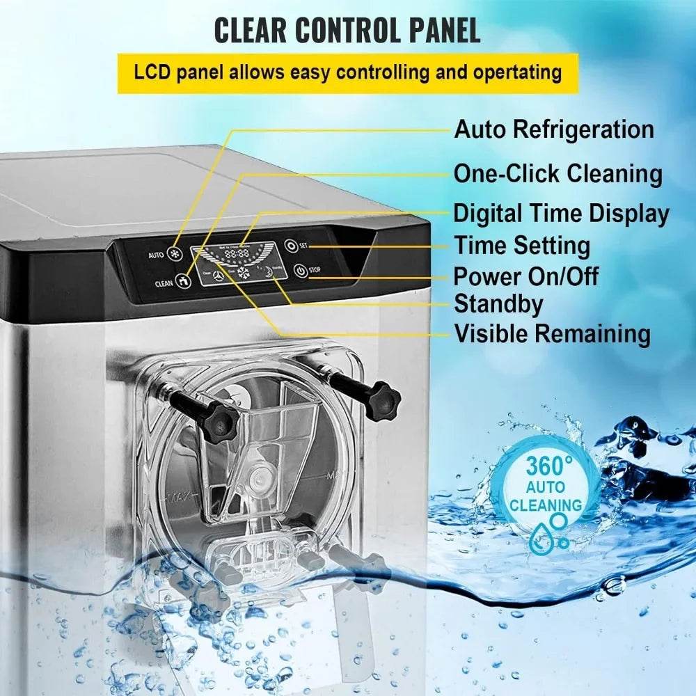 Commercial Ice Cream Machine 1400W 20/5.3 Gph Hard Serve Ice Cream Maker with LED Display Screen Auto Shut-Off Timer - MarvelouStoree