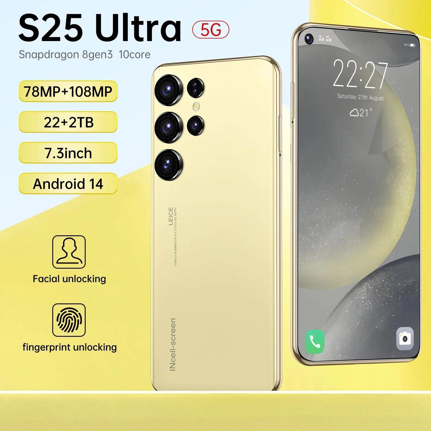 S25 Ultra New smartphone 5G 7.3-inch high-definition Android 14 Snapdragon 8gen3 10core dual SIM phone 7800mAh unlocking phone - MarvelouStoree