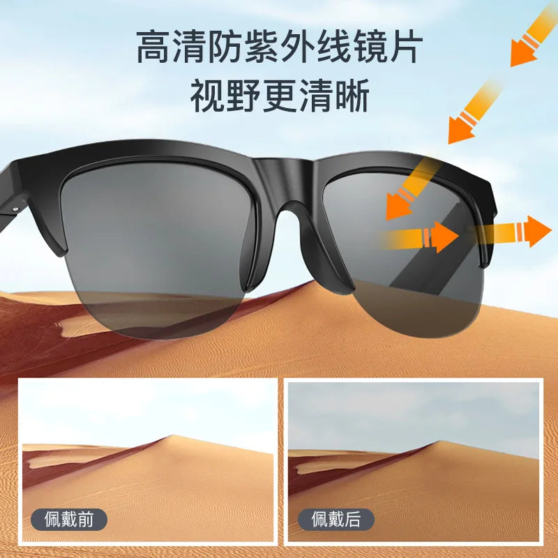 New Arrival Smart Glasses with Wireless Bluetooth Earphones and Anti-glare Audio Sunglasses TWS Earphones