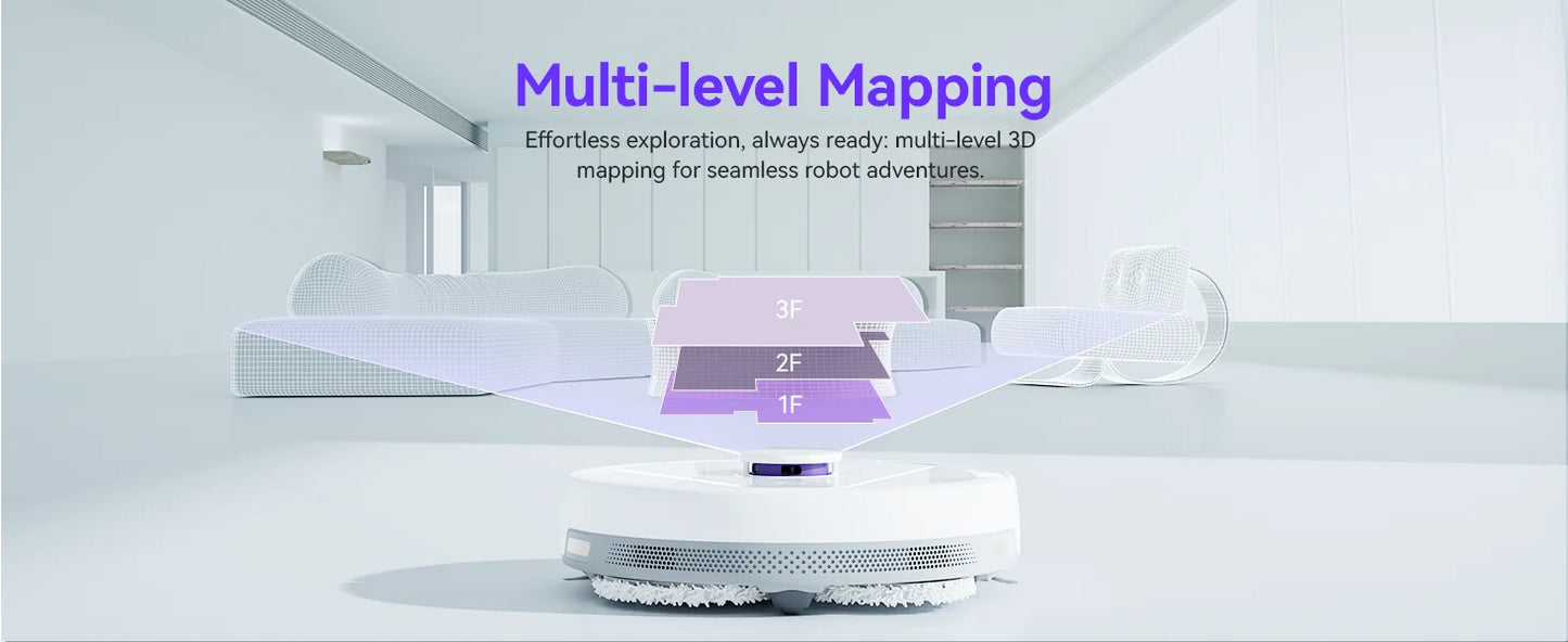 Freo Robot Vacuum and Mop Comb, Washing & Drying, Dirt Sense Ultra Clean, Auto Add Cleaner, LCD Display, Smart Swing, Arc