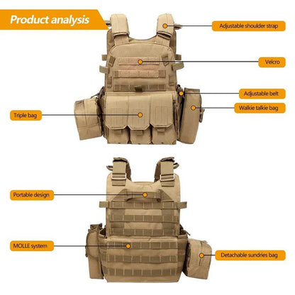 6094 Tactical Vest Nylon Gear Body Armor Combat Army CS Gear Hunting Plate Airsoft Wargame Pouch Camouflage Plate Carrier Vest - MarvelouStoree