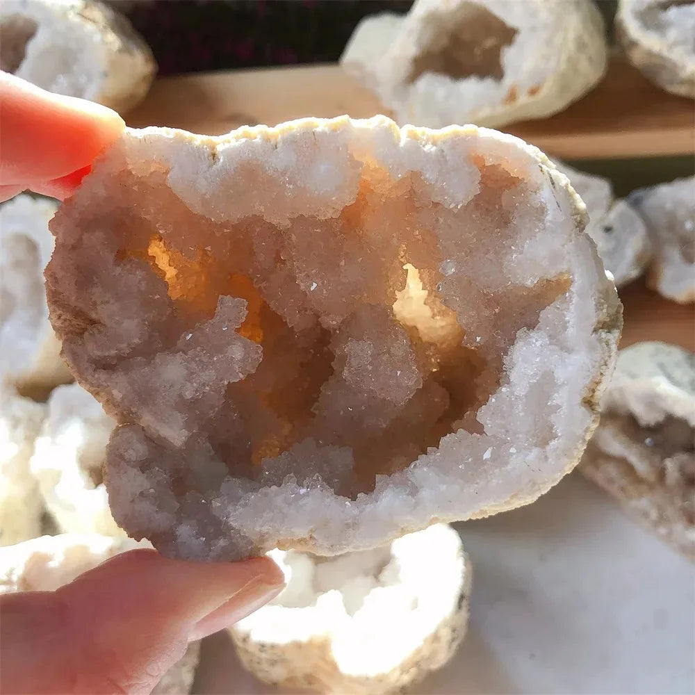 High Quality Natural Healing Crystal Morocco Agate Cluster Geode Polished Carnelian Freeform Dec