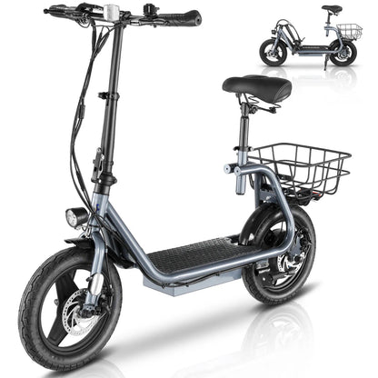 Peak 1200W Electric Scooters for Adults 14" Tire, 500Wh Battery, 30Miles Range, 20MPH Top Speed, Adjustable Electric Scooter