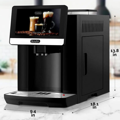 Automatic Espresso Machine With Grinder - 19 Customizable Coffee Options  Auto Cleaning For Easy Maintenance  Milk-Foam System