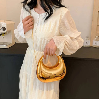 MOODS Evening Clutch Bags For Women 2024 Luxury Designer Purses And Handbags Golden Wedding Dinner Party Round Handle Wrist Bag