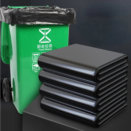 50PCS/1Roll Large Garbage Bags 50L/100L Black Hotel Property Super Large Plastic Bag Flat Mouth Thickening Trash Bags