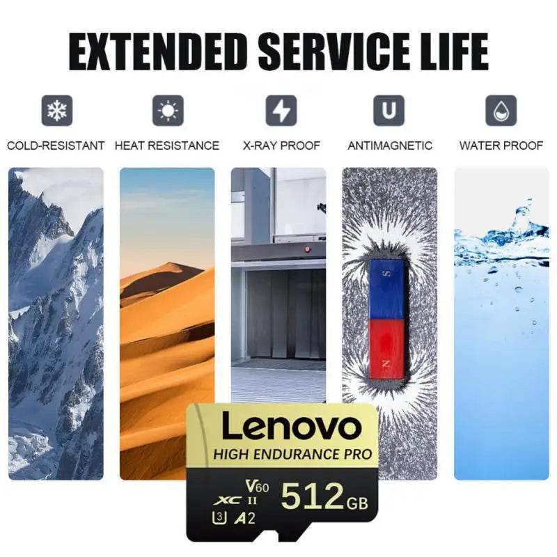 Lenovo Micro TF SD Card Blue Memory Card With SD Adapte 64gb Micro Card 128GB C10 A2 U3 TF Flash Cards 512GB Cartao De Memoria - MarvelouStoree