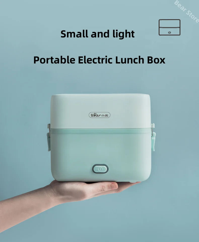 Bear Double-layer Electric Heating Lunch Box Portable Small Bento Heat Food Quickly Steamed Rice Cooked Vegetables Working Meal