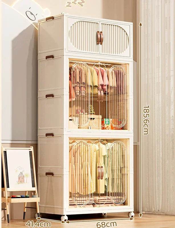 Children's Wardrobe Bedroom Closet Cabinet Baby Storage Box Toy Clothes Organizer Locker Folding Sorting Partition Wardrobe ﻿﻿ - MarvelouStoree