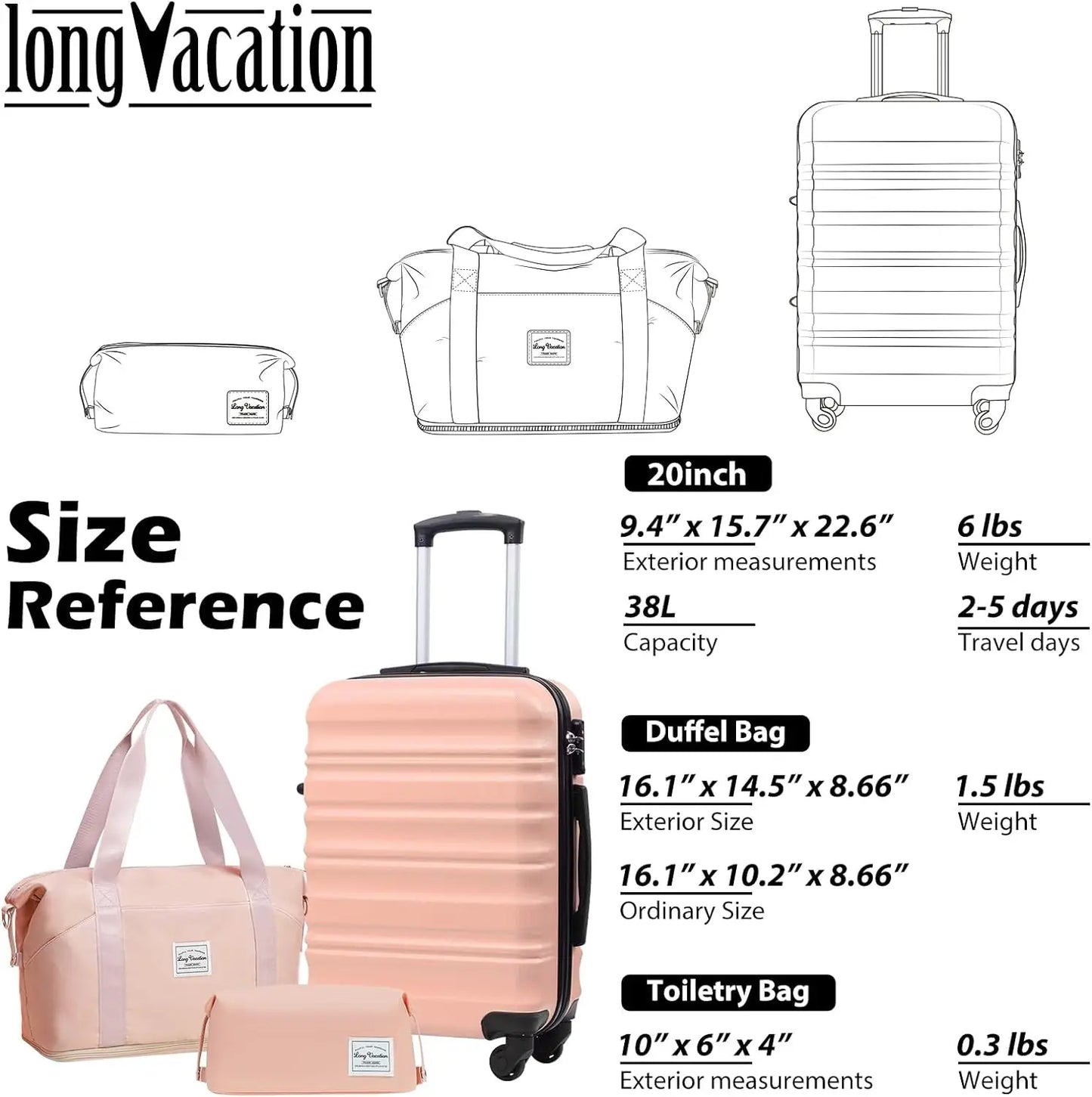 Luggage Set 4 Piece Luggage Set ABS hardshell TSA Lock Spinner Wheels Luggage Carry on Suitcase WHITE-BROWN, 6 piece set