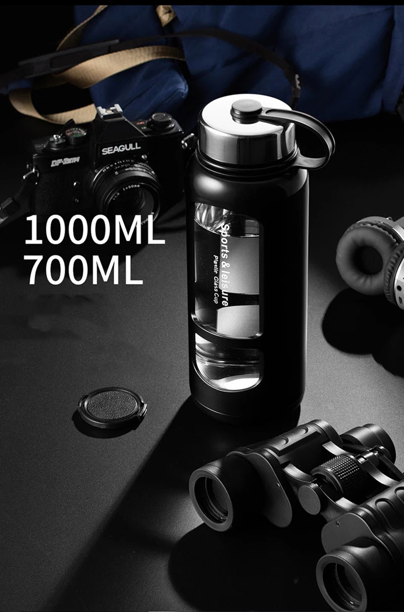 700/1000ml Large Capacity Portable Glass Water Bottles Outdoor Sports Water Bottle Leak-proof Bike Climbing Drinkware