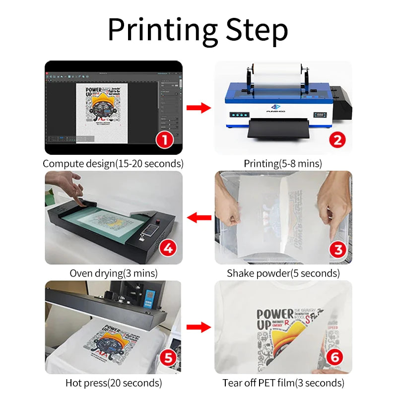 Punehod A3+ L1800 DTF Printer For T Shirt DTF Transfer Film Printer With DTF Oven for T-shirt Clothes Hoodie Printing Machine