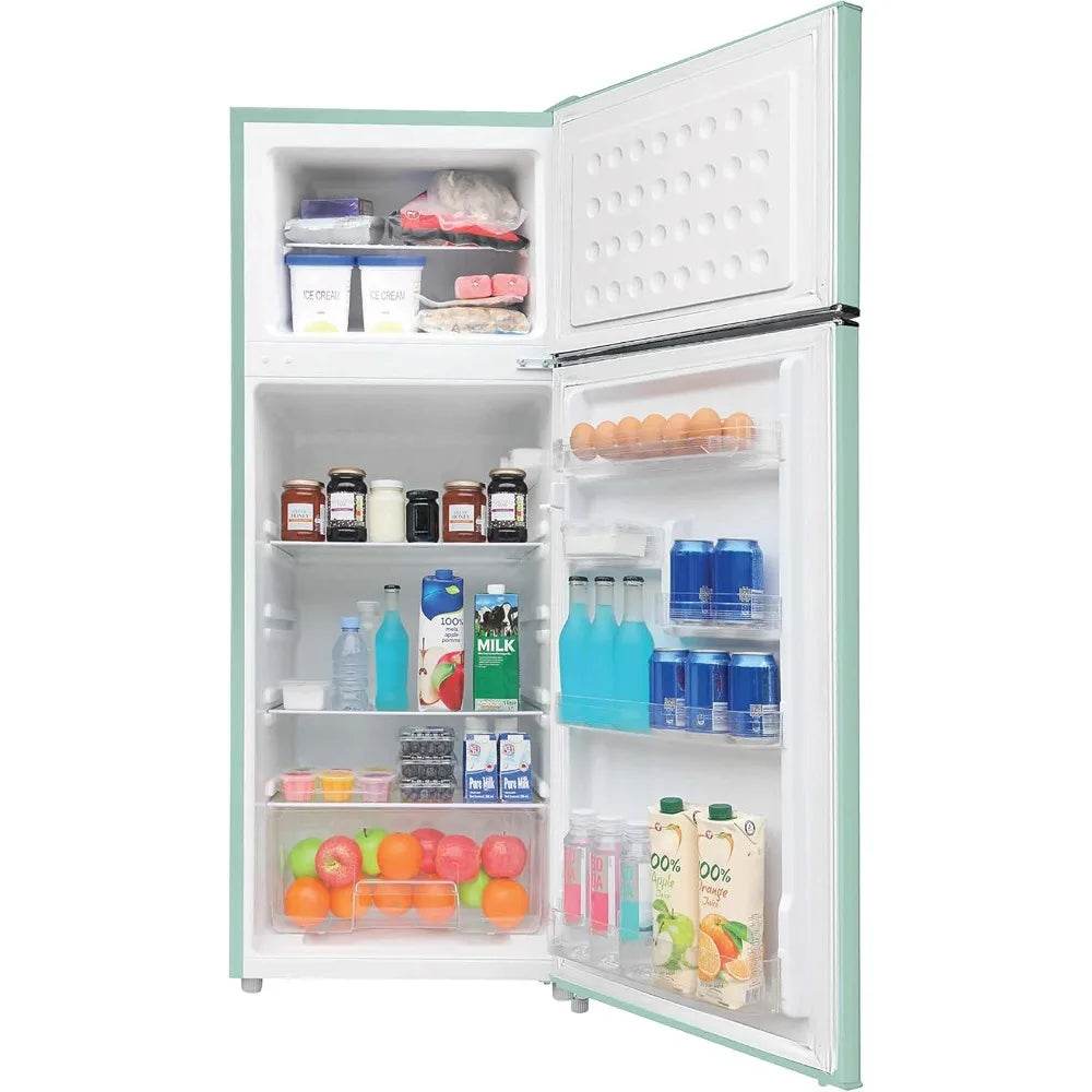 2 Door Apartment Size Refrigerator with Freezer, 7.5 cu ft, Retro, Mint - MarvelouStoree