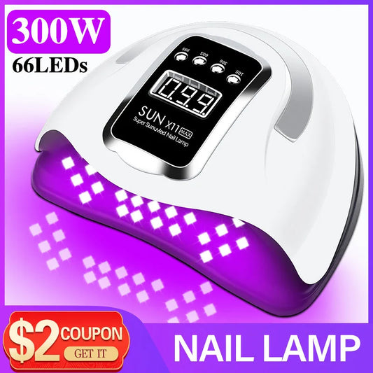 66LEDs Powerful UV LED Nail Dryer For Drying Nail Gel Polish Portable Design With Large LCD Touch Screen Smart Sensor Nail Lamp