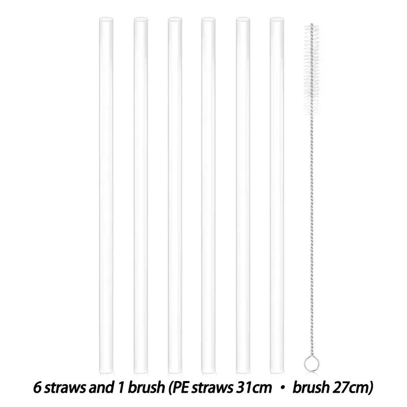 6/2Pack Replacement Straws for Stanley 40oz Travel Thermos Cup, Water Bottle Reusable Plastic Straws with Cleaning Brush 빨대