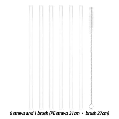 6/2Pack Replacement Straws for Stanley 40oz Travel Thermos Cup, Water Bottle Reusable Plastic Straws with Cleaning Brush 빨대