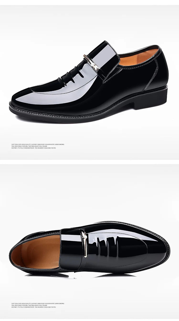 Patent Leather Shoes for Men Business Shoes Casual Point Toe Slip on Loafers for Men Luxury Party Wedding Plus Size Shoes2023