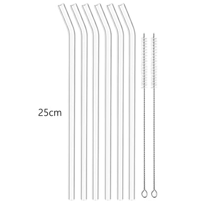 250mm 6pcs Glass Straws Extra Long Reusable Drinking Straws for Cup Cocktail Smoothie Milkshakes Ecofriendly Straw Bar Drinkware