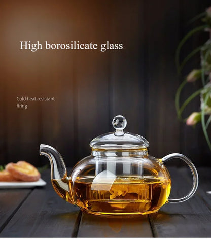 High Quality Heat Resistant Glass Teapot Jasmine Tea Infuser Borosilicate Glass Tea Set Kettle Practical Bottle Flower Tea Pot