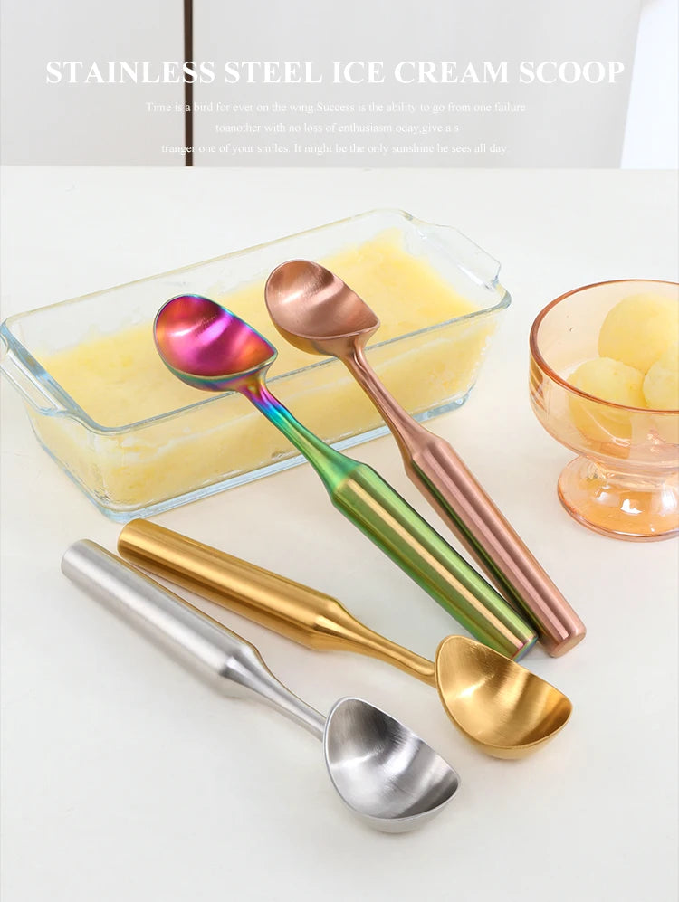 1PC Ice Cream Scoops Stainless Steel Ice Cream Digger Non-Stick Fruit Ice Ball Maker Household Watermelon Ice Cream Spoon Tool