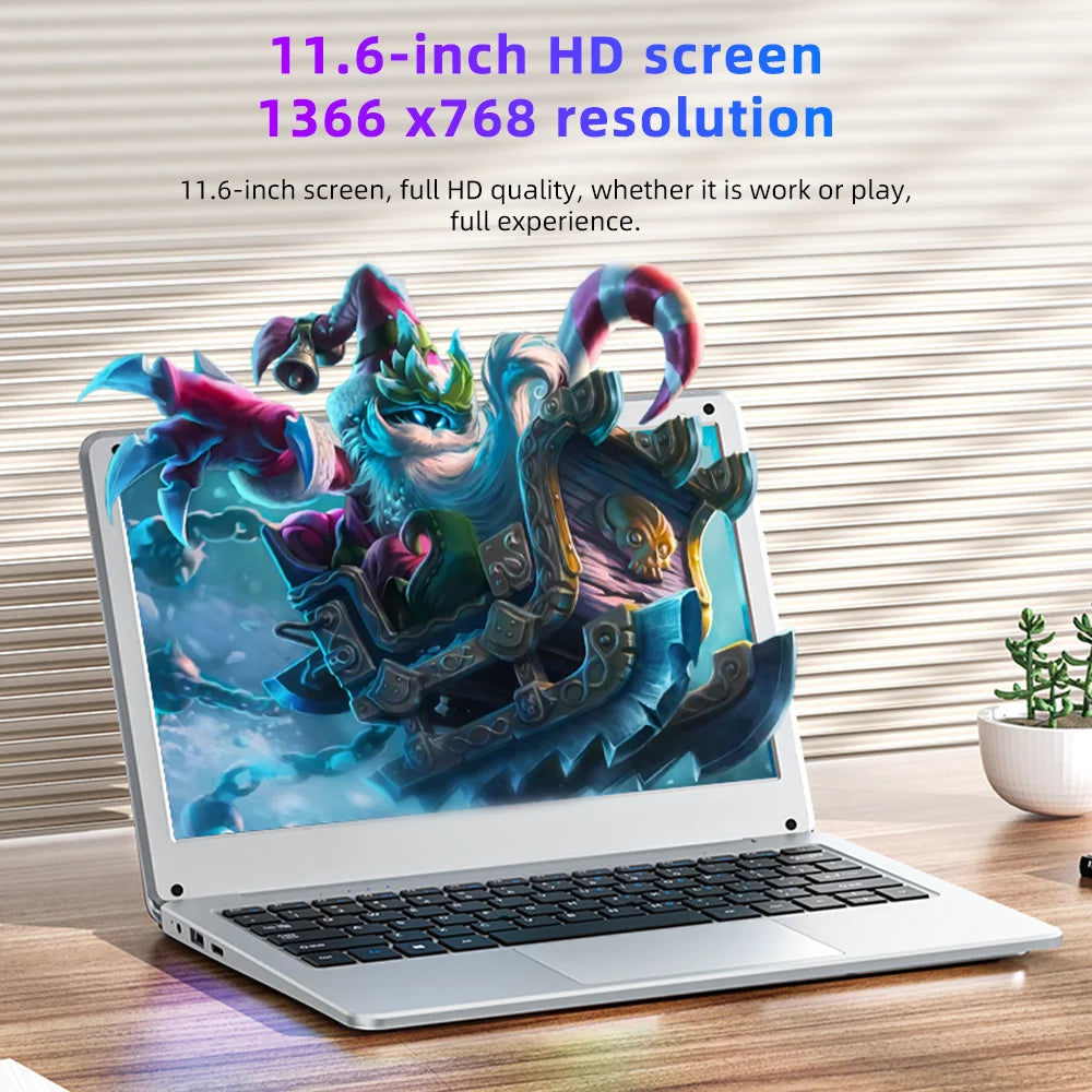 Justthink Cheap 11.6 Inch Intel Celeron N4000 Pocket Laptop 8GB RAM 128GB 256GB SSD Child Study Portable Ultraslim Mini Laptops