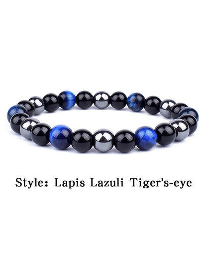 OAIITE 8mm New Turkish Evil Eye Bracelet for Women Charm Tiger Eye Stone Bracelet for Men Hematite Healing Health Care Jewelry