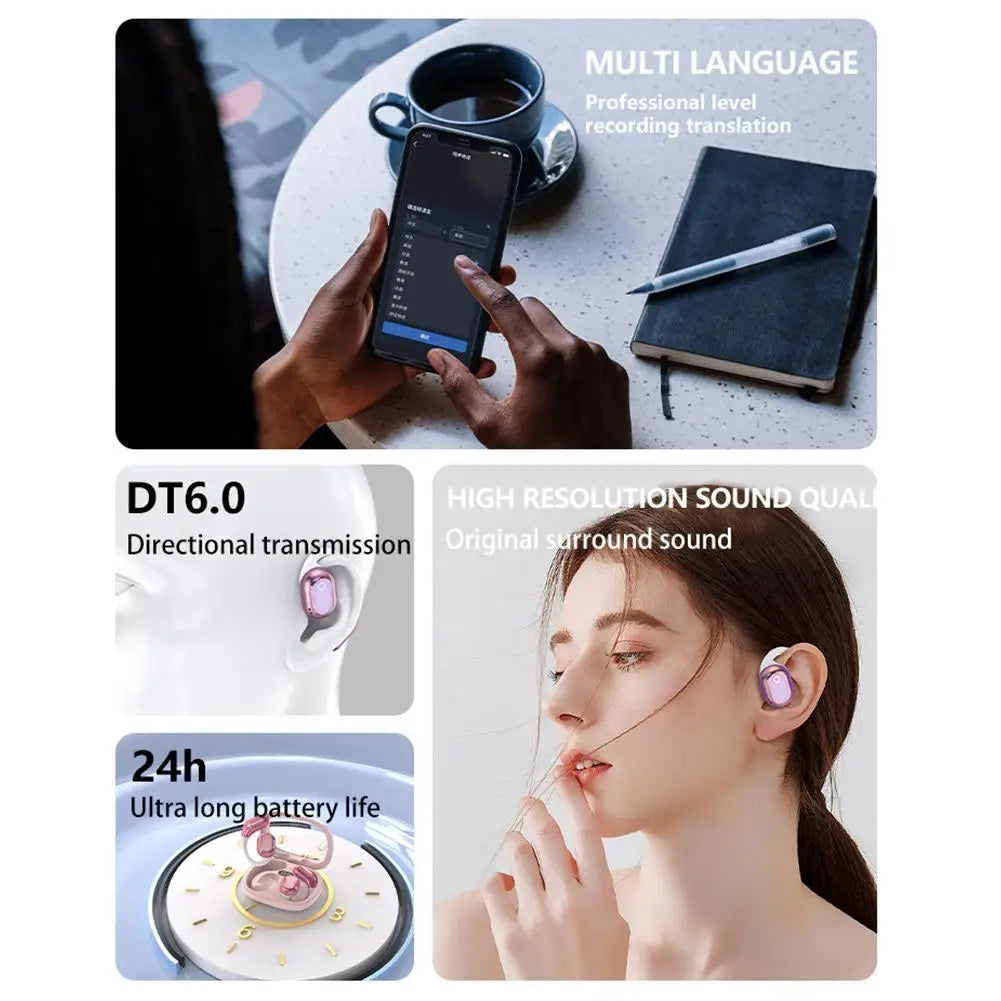 Intelligent AI Translator Earphones Real Time AI Voice Translator Earbuds 98% Accuracy Support Wireless Headphones