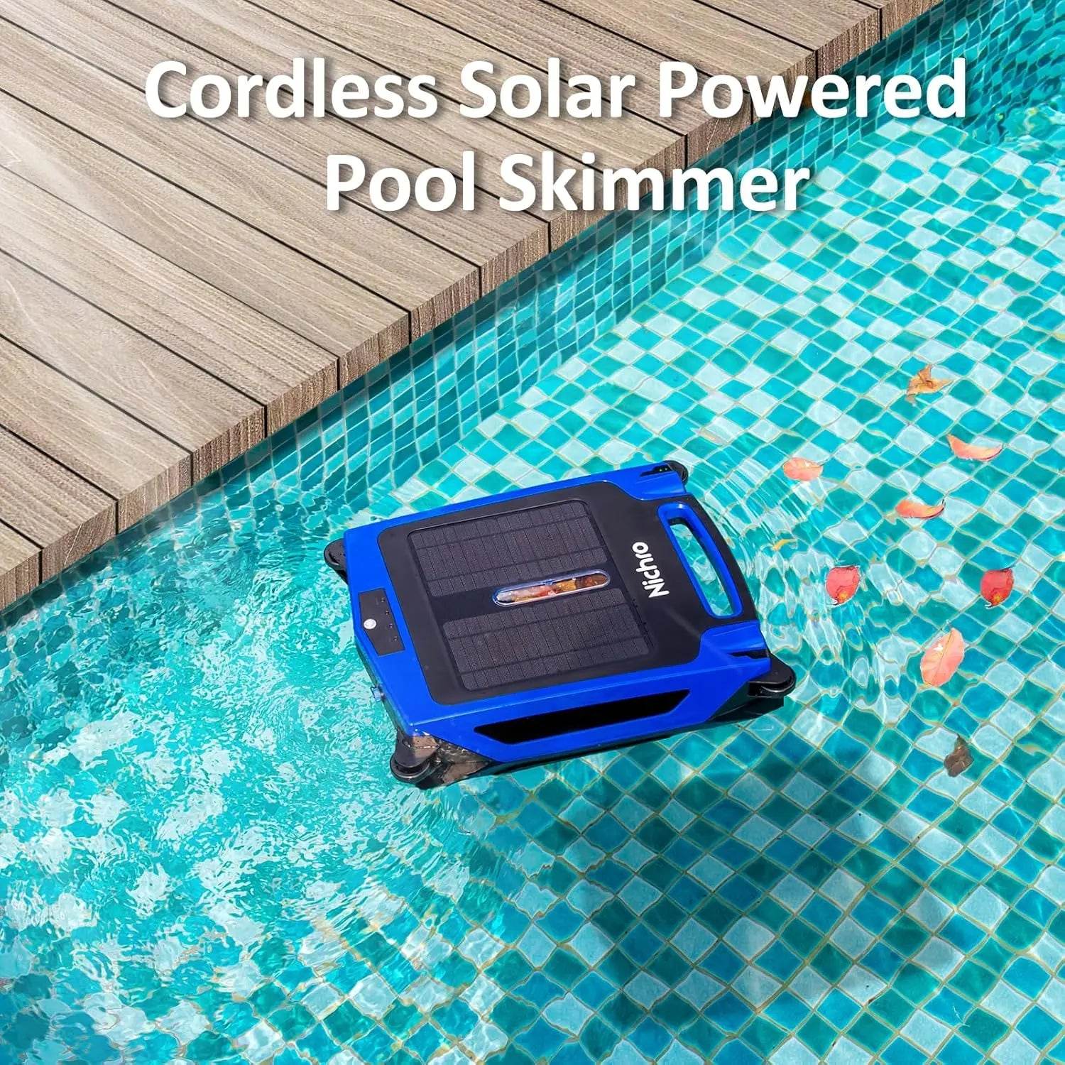 Robotic Pool Skimmer - Solar & Rechargeable, 2 Cleaning Modes, Automatic Obstacle Avoidance - MarvelouStoree