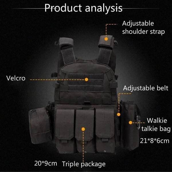 6094 Military Combat Army Wargame VestNylon Pouch Molle Gear Tactical Vest Body Armor Hunting Plate Carrier Airsoft Accessorie