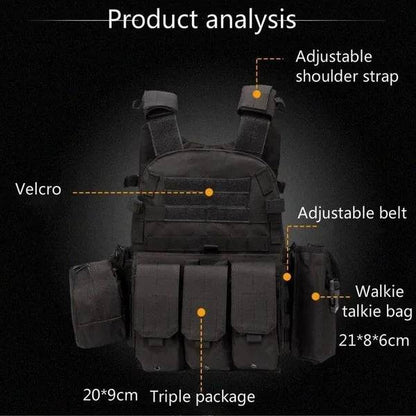 6094 Military Combat Army Wargame VestNylon Pouch Molle Gear Tactical Vest Body Armor Hunting Plate Carrier Airsoft Accessorie