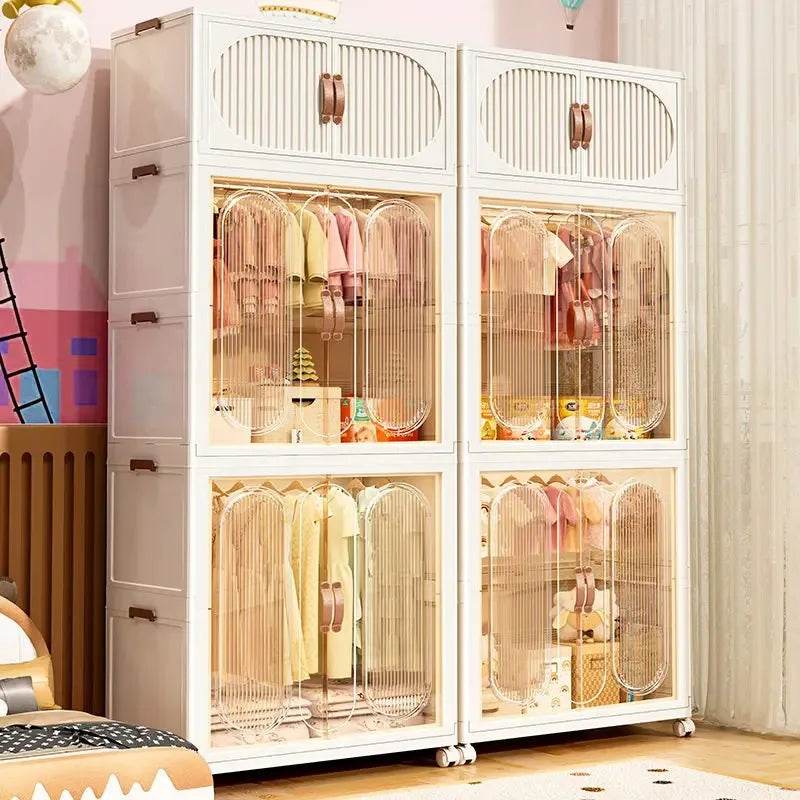 Children's Wardrobe Bedroom Closet Cabinet Baby Storage Box Toy Clothes Organizer Locker Folding Sorting Partition Wardrobe ﻿﻿ - MarvelouStoree