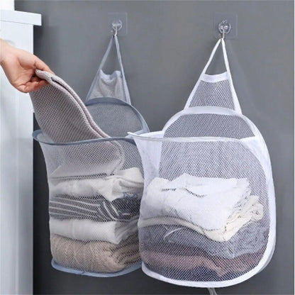 Portable Mesh Pop Up Laundry Hamper Wide Opening Breathable Collapsible Space-Saving Laundry Basket Dorm Travel Bathroom Items