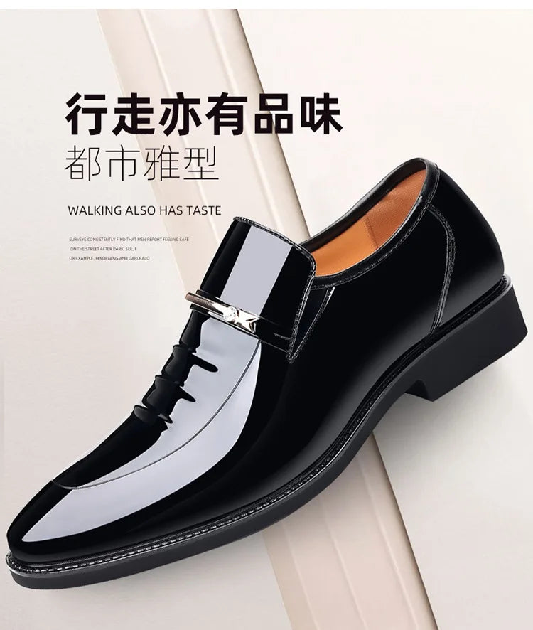 Patent Leather Shoes for Men Business Shoes Casual Point Toe Slip on Loafers for Men Luxury Party Wedding Plus Size Shoes2023