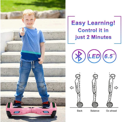 Hoverboard Kids Ages 6-12, with Built-in Bluetooth Speaker and 6.5 Colorful Lights Wheels, Safety Certified Self Balancing